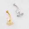 MULTI CZ BAT DANGLE BELLY BUTTON NAVEL RING 316L SURGICAL STEEL